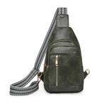 Sac banane femme rétro en similicuir, 27 x 17 x 8 cm, vert