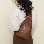 Sac banane femme rétro en similicuir, 27 x 17 x 8 cm