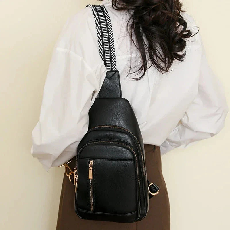 Sac banane femme rétro en similicuir, 27 x 17 x 8 cm