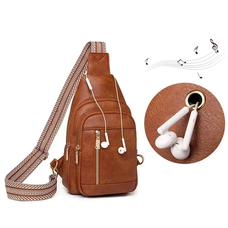 Sac banane femme rétro en similicuir, 27 x 17 x 8 cm