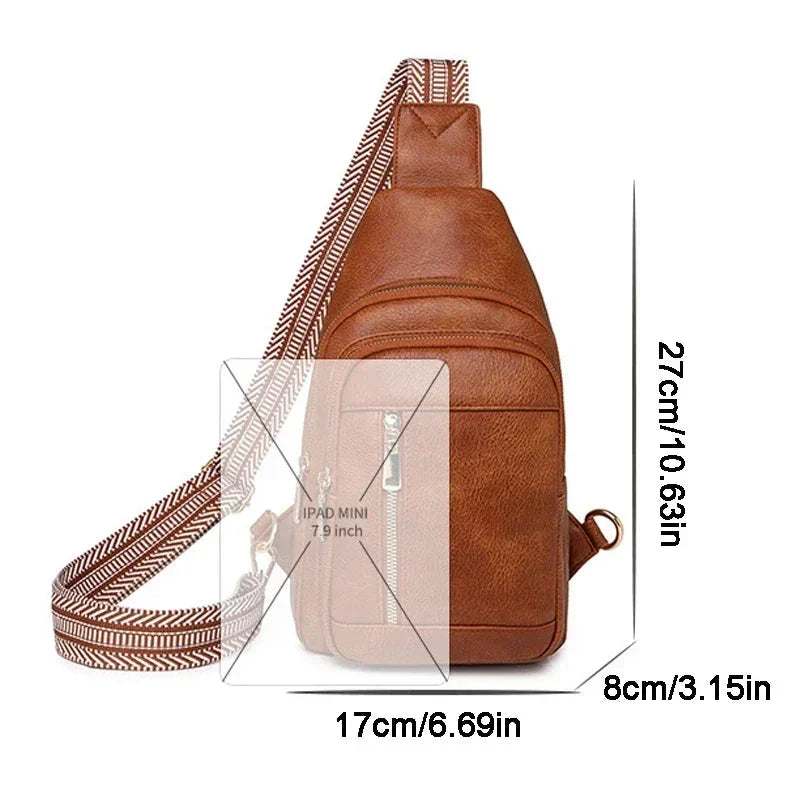 Sac banane femme rétro en similicuir, 27 x 17 x 8 cm