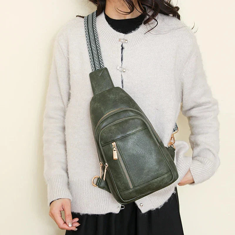 Sac banane femme rétro en similicuir, 27 x 17 x 8 cm
