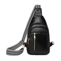 Sac banane femme rétro en similicuir, 27 x 17 x 8 cm, noir