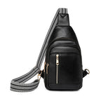 Sac banane femme rétro en similicuir, 27 x 17 x 8 cm, noir