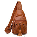 Sac banane rétro femme en similicuir, camel, rouge ou noir, camel
