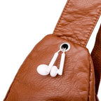 Sac banane rétro femme en similicuir, camel, rouge ou noir