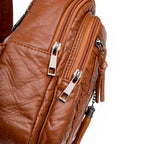 Sac banane rétro femme en similicuir, camel, rouge ou noir