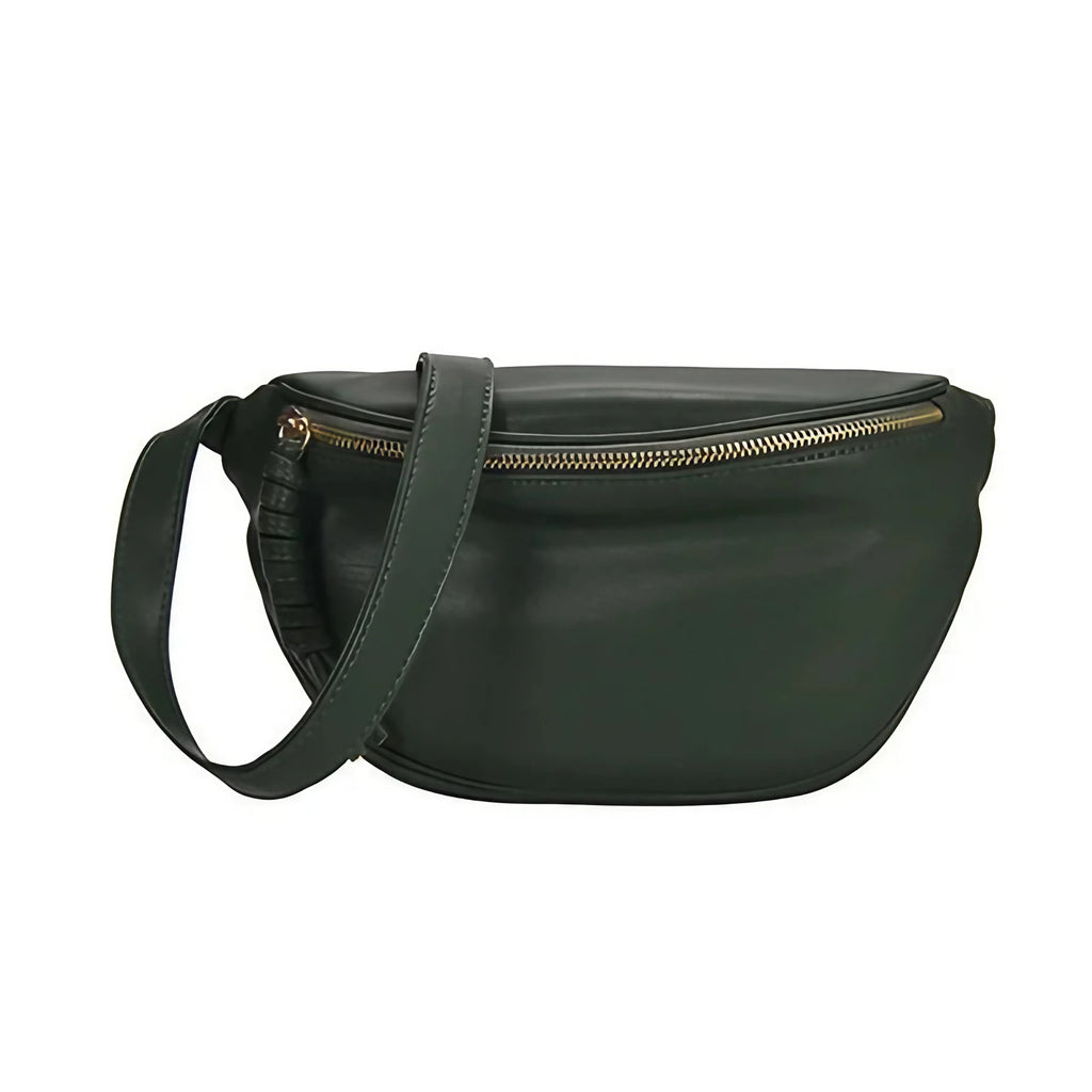 Sac banane femme grand format en similicuir, 28 x 17 cm, vert
