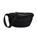 Sac banane femme grand format en similicuir, 28 x 17 cm, noir