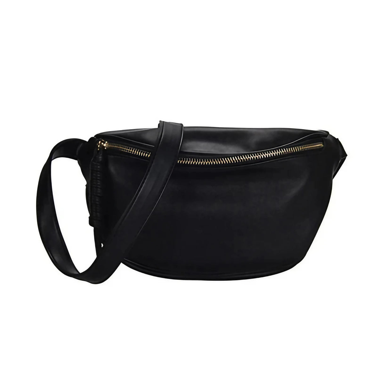 Sac banane femme grand format en similicuir, 28 x 17 cm, noir