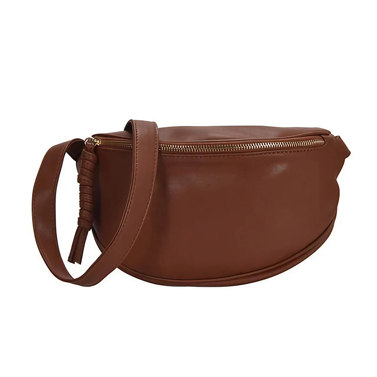 Sac banane femme grand format en similicuir, 28 x 17 cm, marron