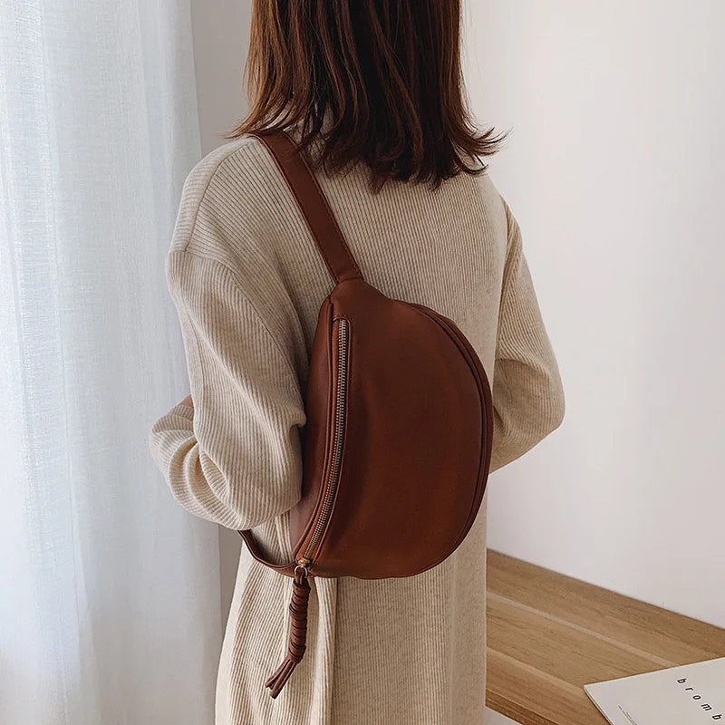 Sac banane femme grand format en similicuir, 28 x 17 cm