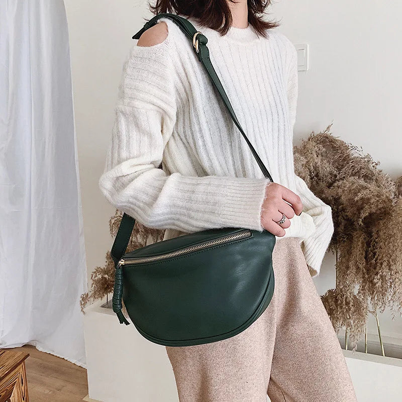 Sac banane femme grand format en similicuir, 28 x 17 cm