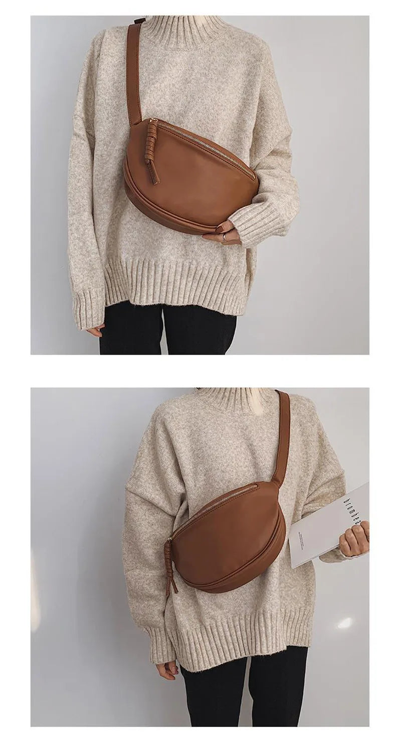 Sac banane femme grand format en similicuir, 28 x 17 cm
