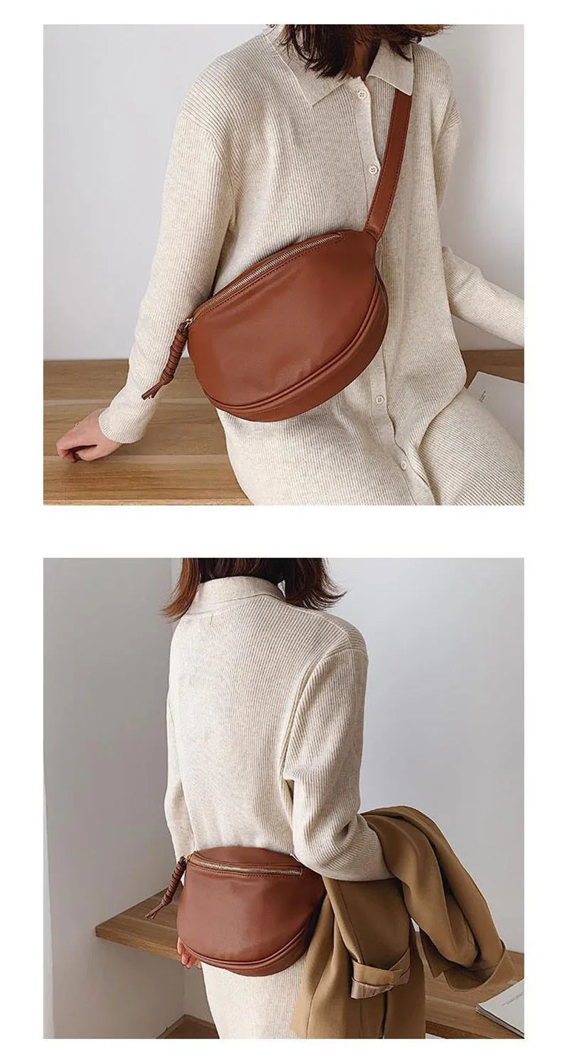 Sac banane femme grand format en similicuir, 28 x 17 cm
