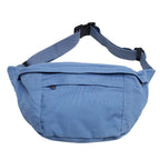Grand sac banane femme 41 x 19 cm, trois poches zippées, bleu