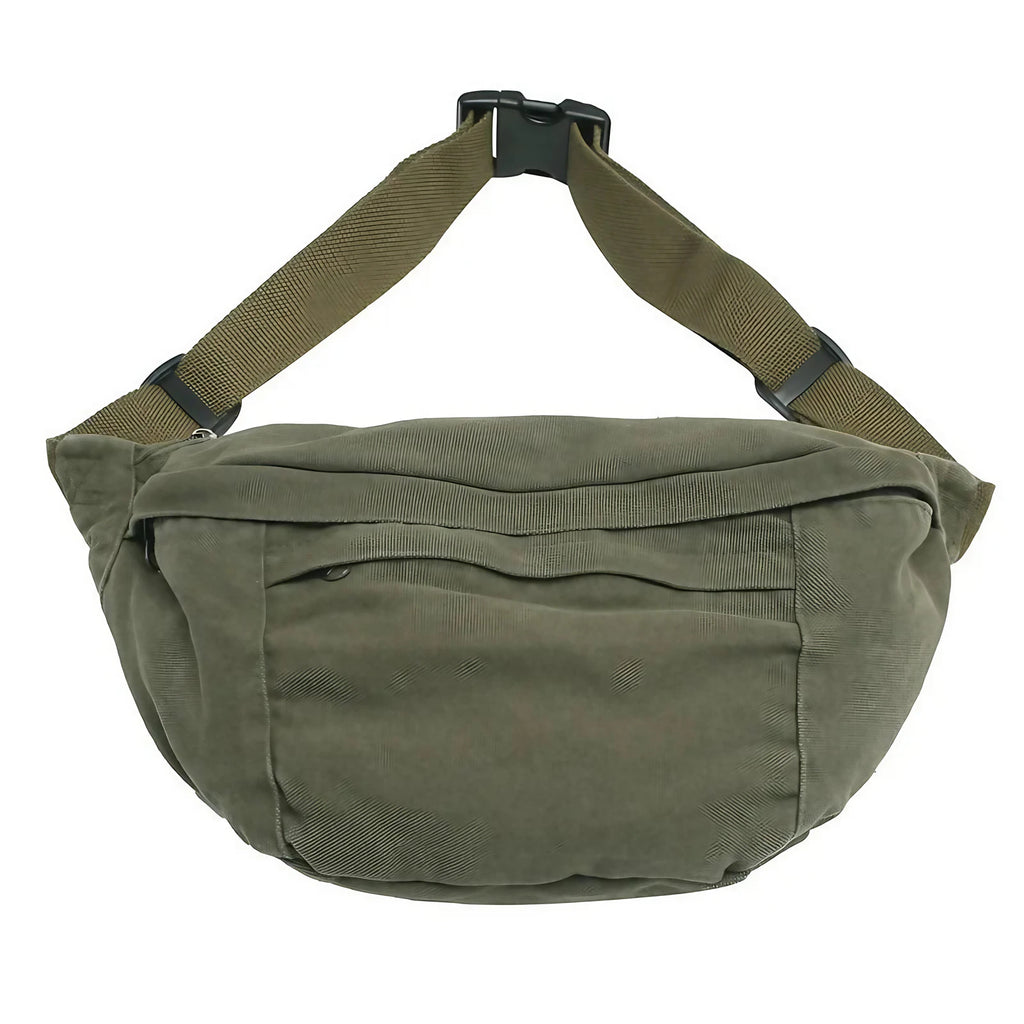 Grand sac banane femme 41 x 19 cm, trois poches zippées, vert