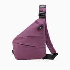 Sac bandoulière antivol mixte anti-scan, droitier ou gaucher, pourpre