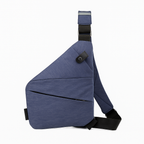 Sac bandoulière antivol mixte anti-scan, droitier ou gaucher, bleu marine