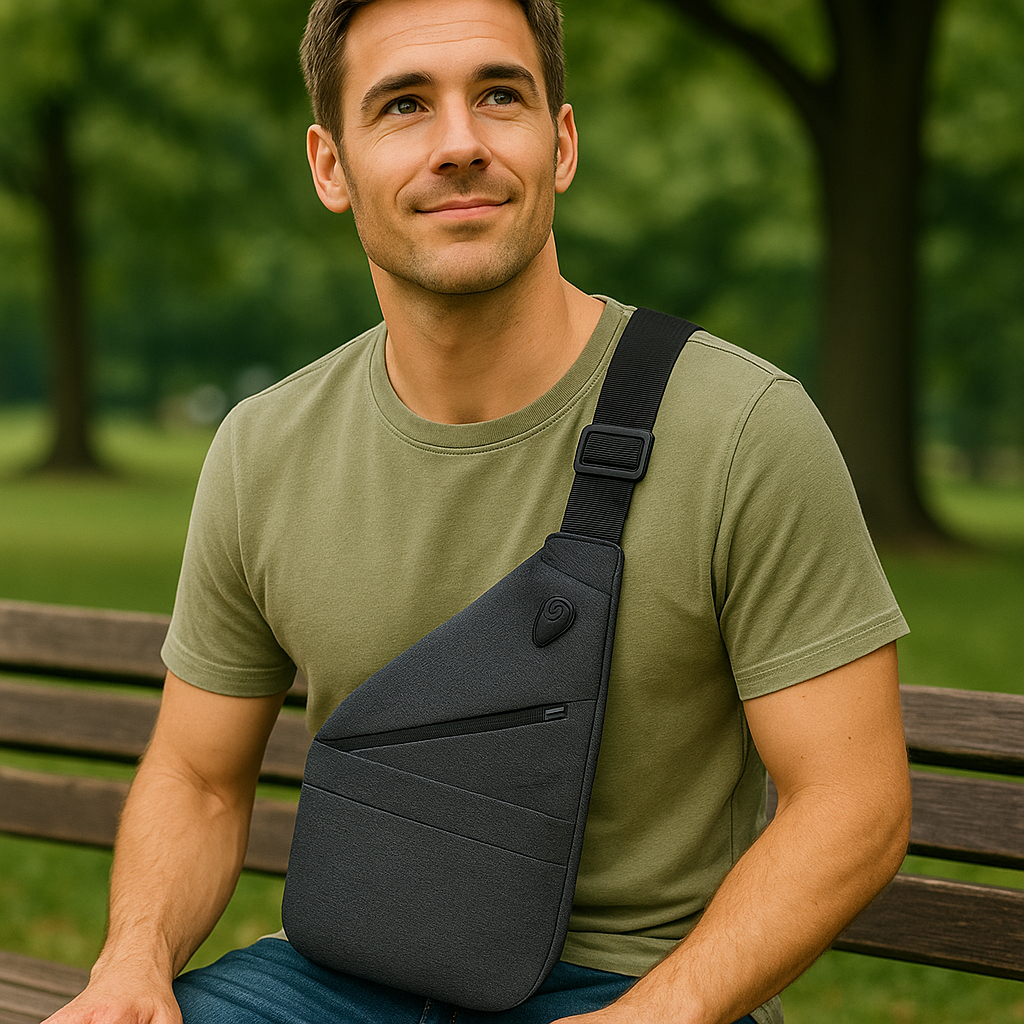 Sac bandoulière antivol mixte anti-scan, droitier ou gaucher