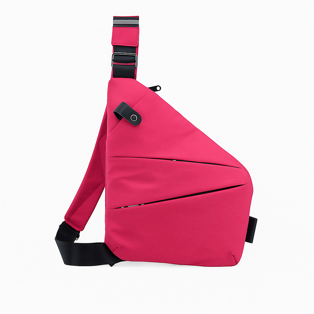 Sac bandoulière antivol mixte anti-scan, droitier ou gaucher, fuchsia