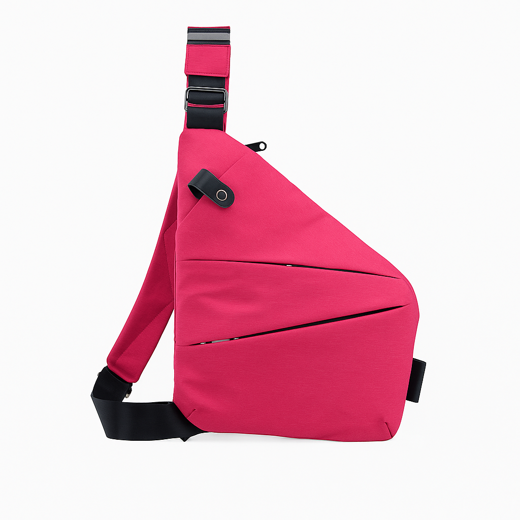 Sac bandoulière antivol mixte anti-scan, droitier ou gaucher, fuchsia