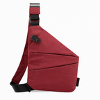 Sac bandoulière antivol mixte anti-scan, droitier ou gaucher, bordeaux