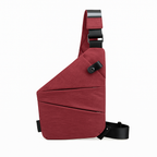 Sac bandoulière antivol mixte anti-scan, droitier ou gaucher, bordeaux