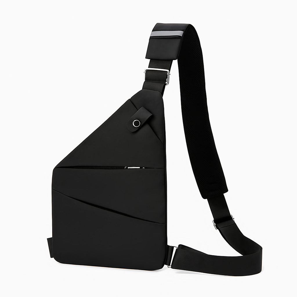 Sac bandoulière antivol mixte anti-scan, droitier ou gaucher, noir