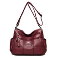 Sac bandoulière femme bordeaux en similicuir grainé, 23 x 19 cm, bordeaux
