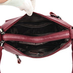 Sac bandoulière femme bordeaux en similicuir grainé, 23 x 19 cm