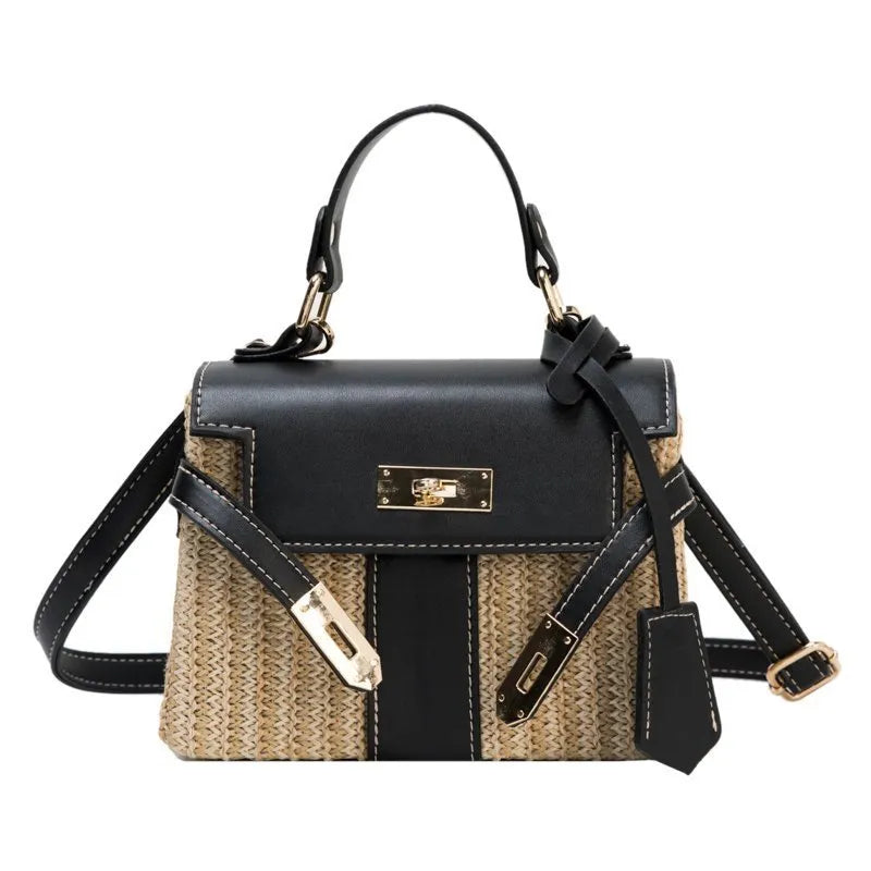 Petit sac carré femme à rabat et loquet, bandoulière amovible, noir