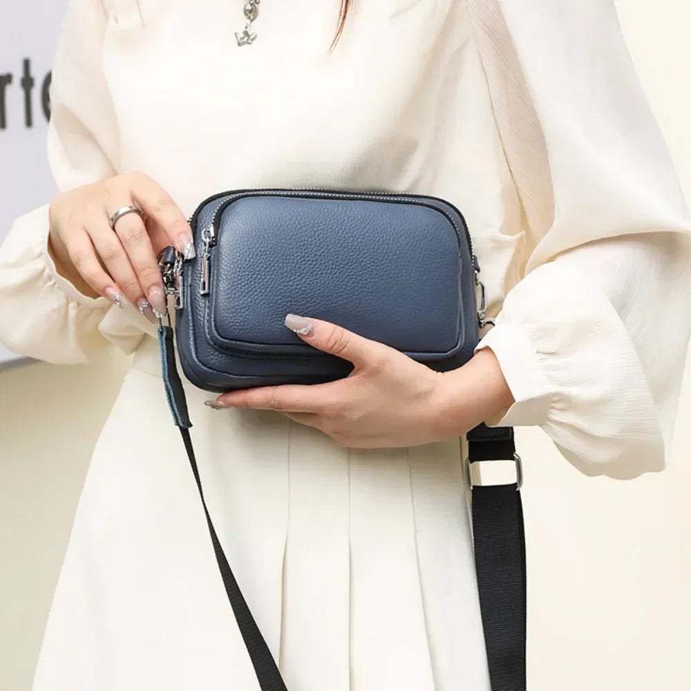 Petit sac carré bandoulière femme en cuir grainé