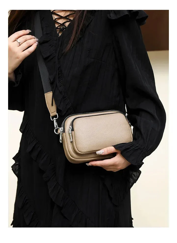 Petit sac carré bandoulière femme en cuir grainé