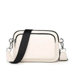 Petit sac carré bandoulière femme en cuir grainé, blanc