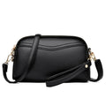 Petit sac carré femme noir mat, deux compartiments zippés, noir