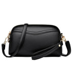 Petit sac carré femme noir mat, deux compartiments zippés, noir