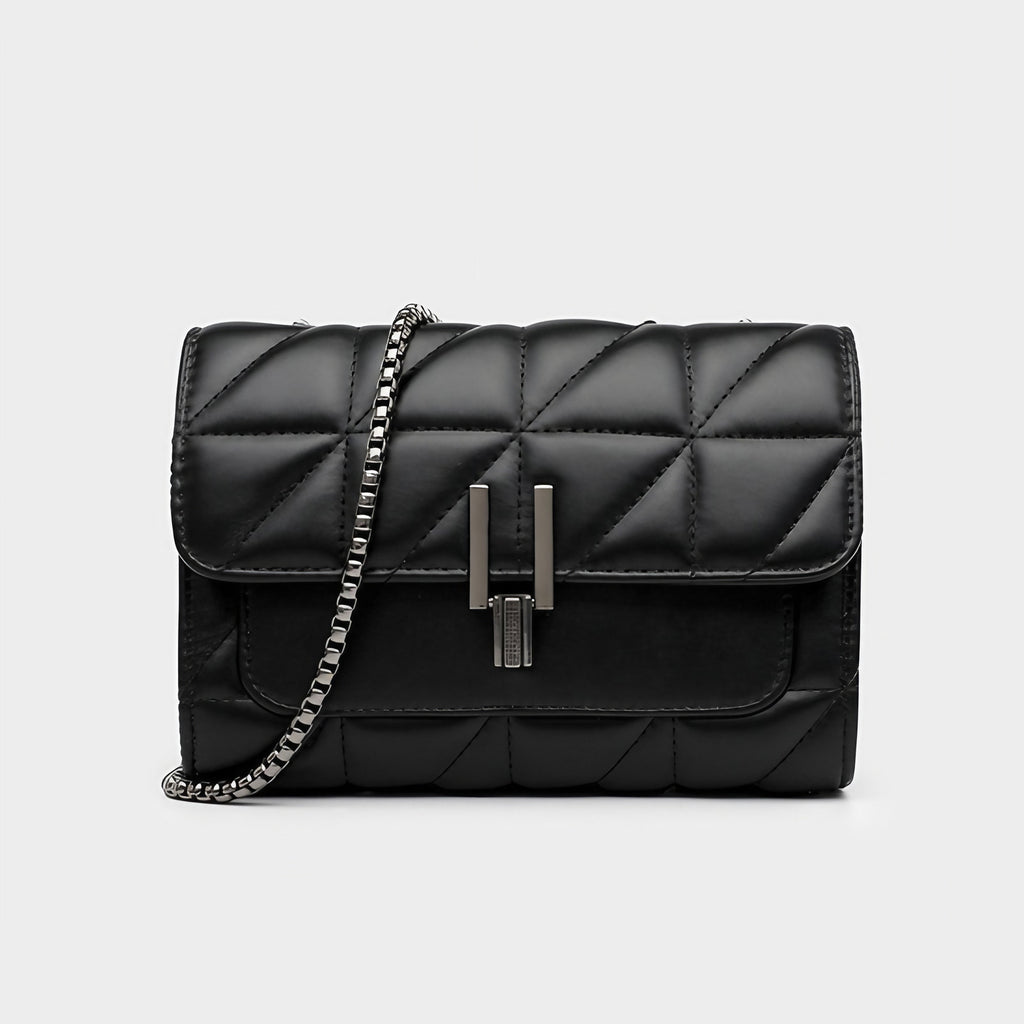 Sac à main carré noir mat à intérieur rouge, bandoulière, noir