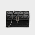 Sac à main carré noir mat à intérieur rouge, bandoulière, noir