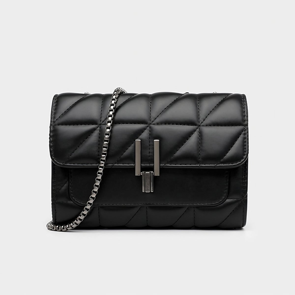 Sac à main carré noir mat à intérieur rouge, bandoulière, noir