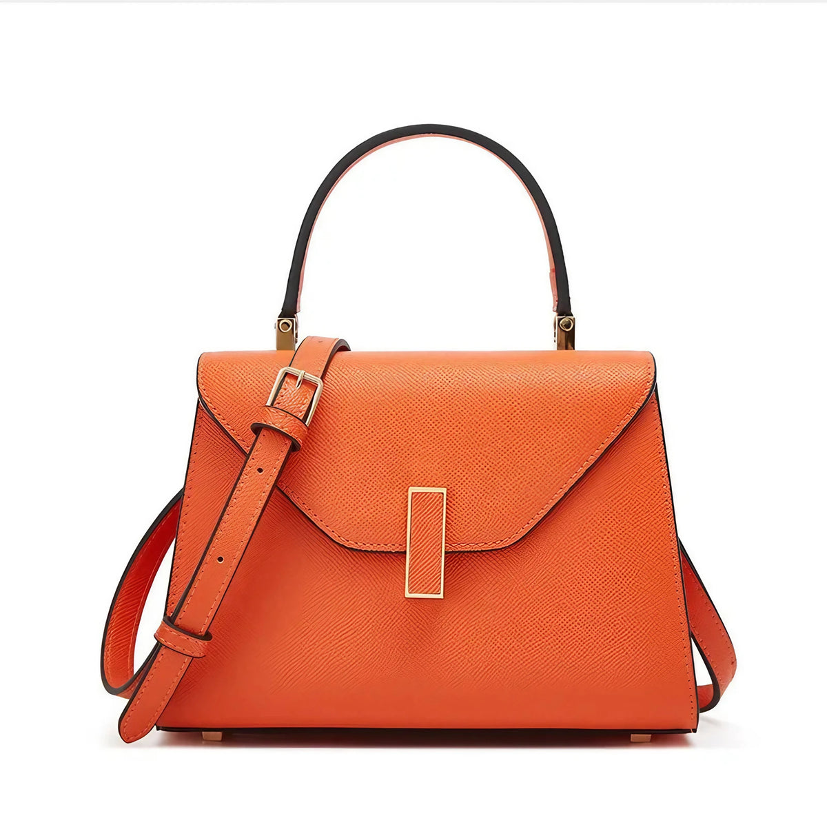 Sac bandoulière femme à rabat et loquet, huit coloris, 20 x 14 cm, orange