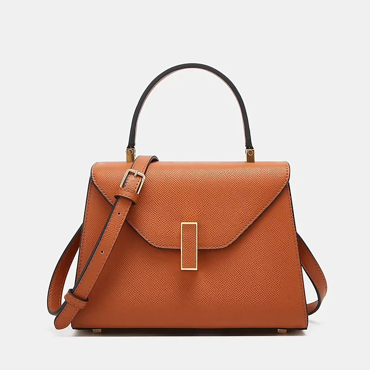Sac bandoulière femme à rabat et loquet, huit coloris, 20 x 14 cm, marron