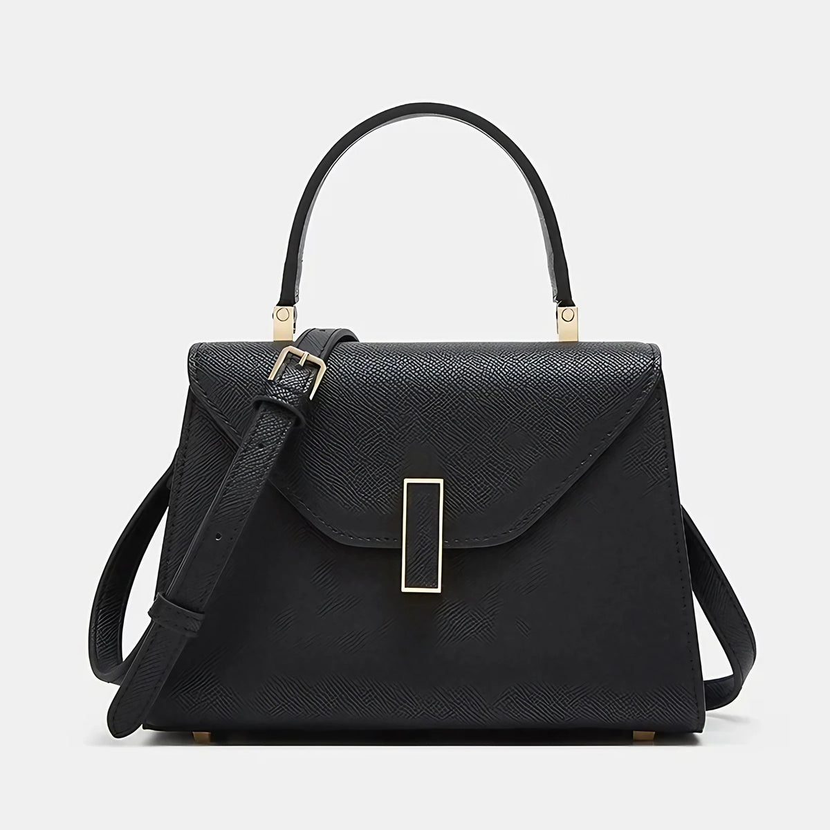 Sac bandoulière femme à rabat et loquet, huit coloris, 20 x 14 cm, noir