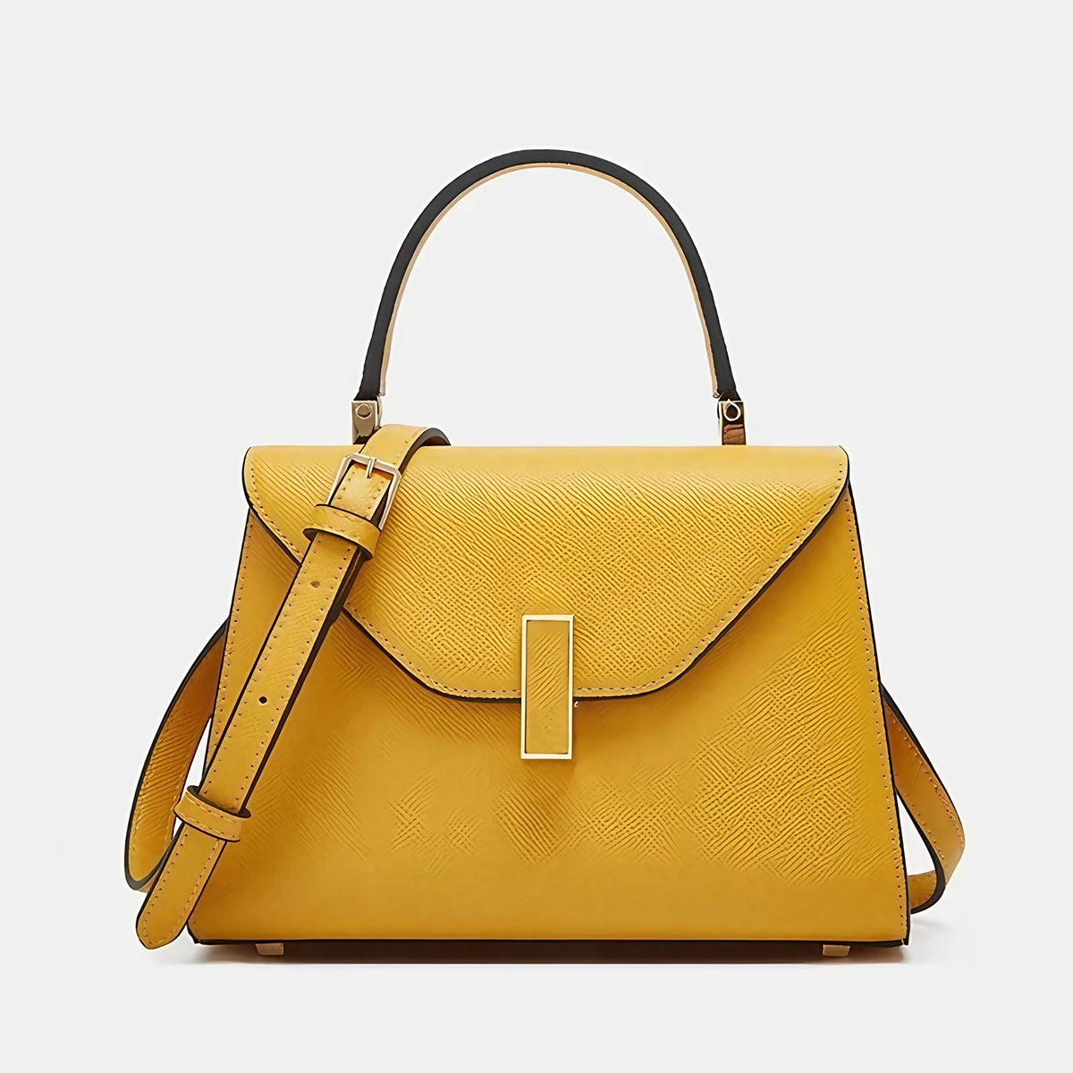 Sac bandoulière femme à rabat et loquet, huit coloris, 20 x 14 cm, jaune