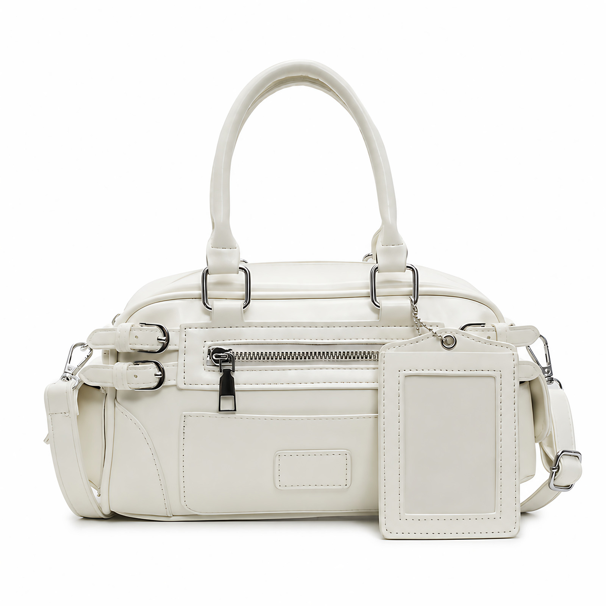 Petit sac bandoulière femme en similicuir avec porte-cartes, crème