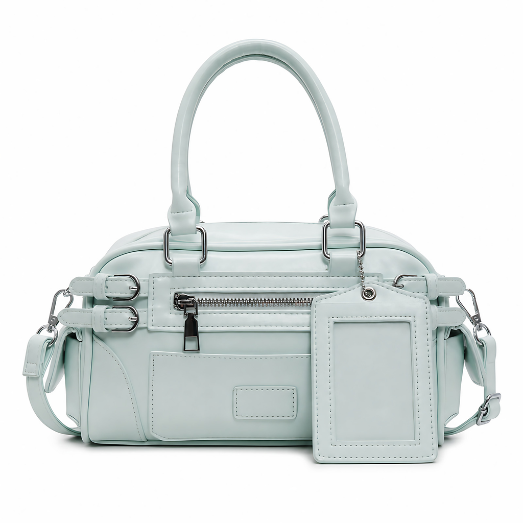 Petit sac bandoulière femme en similicuir avec porte-cartes, bleu