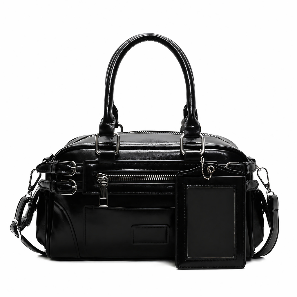 Petit sac bandoulière femme en similicuir avec porte-cartes, noir