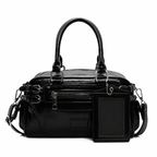 Petit sac bandoulière femme en similicuir avec porte-cartes, noir
