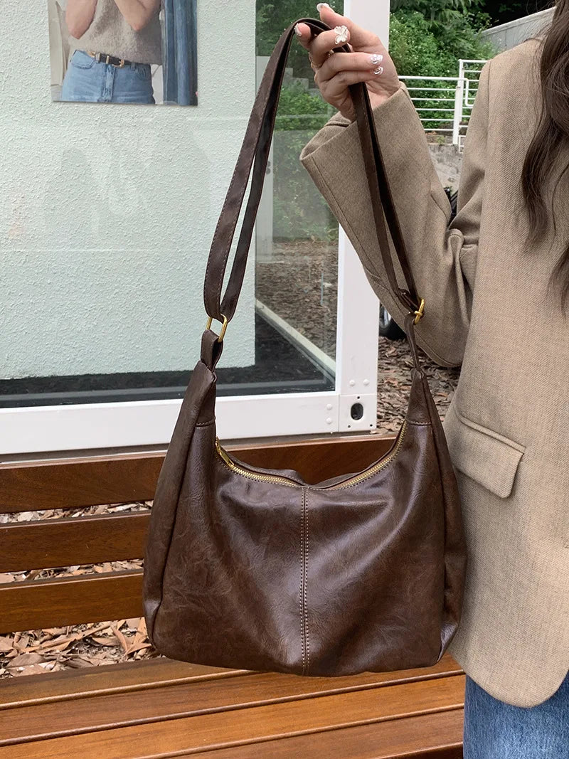 Sac bandoulière femme à zip doré, bandoulière réglable
