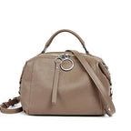 Petit sac bandoulière femme en cuir, deux sangles, neuf coloris, gris et beige